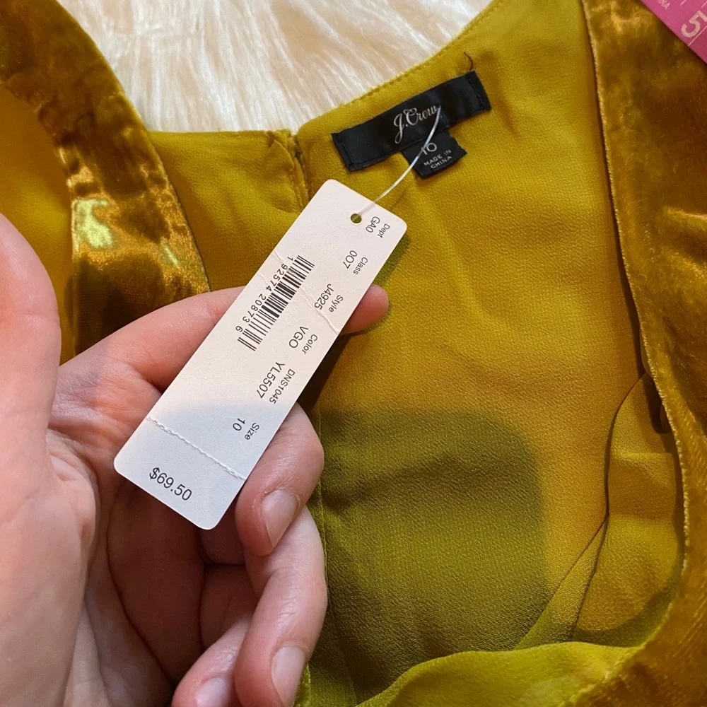 J.Crew NWT mustard yellow velvet boho top size medium